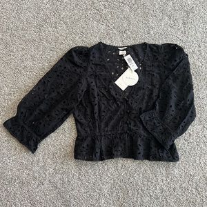 Aritzia / Wilfred Black Floral Blouse